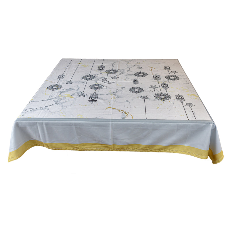 The marble effect chains and lanterns table cover