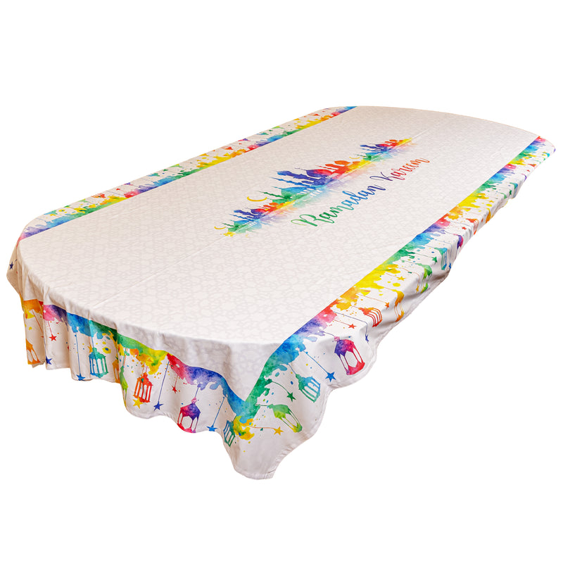 The Colourful watercolour lanterns table cover