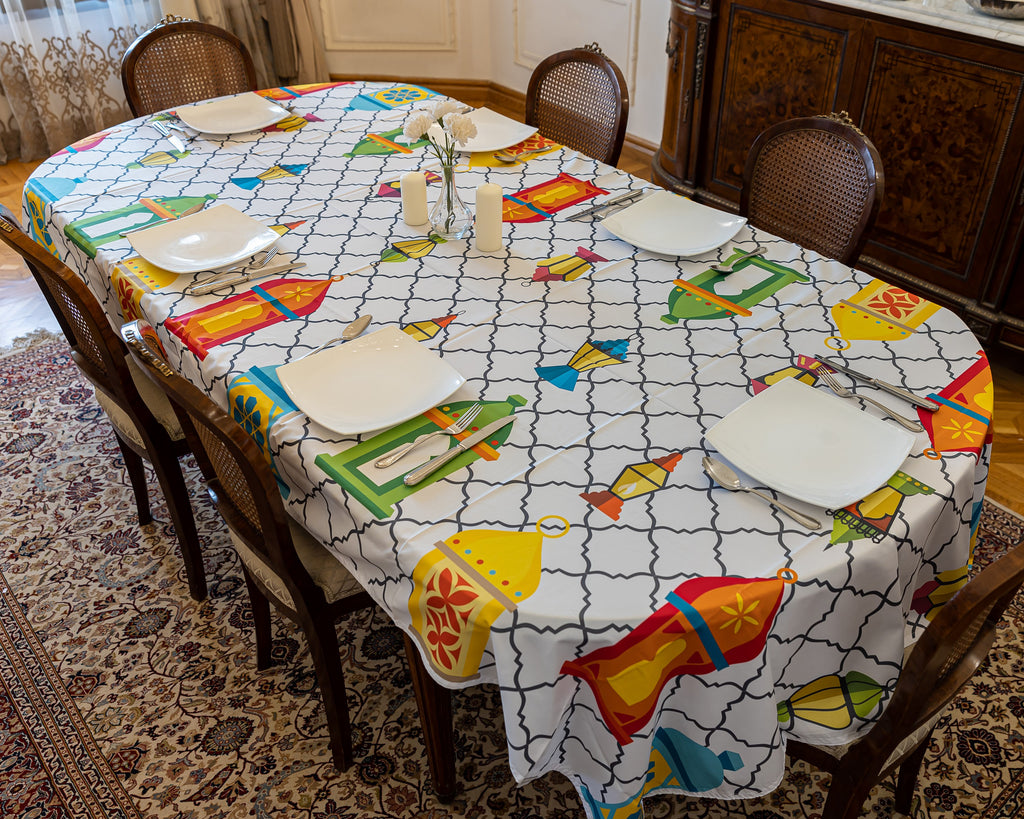 The Lanterns with islamic background table cover