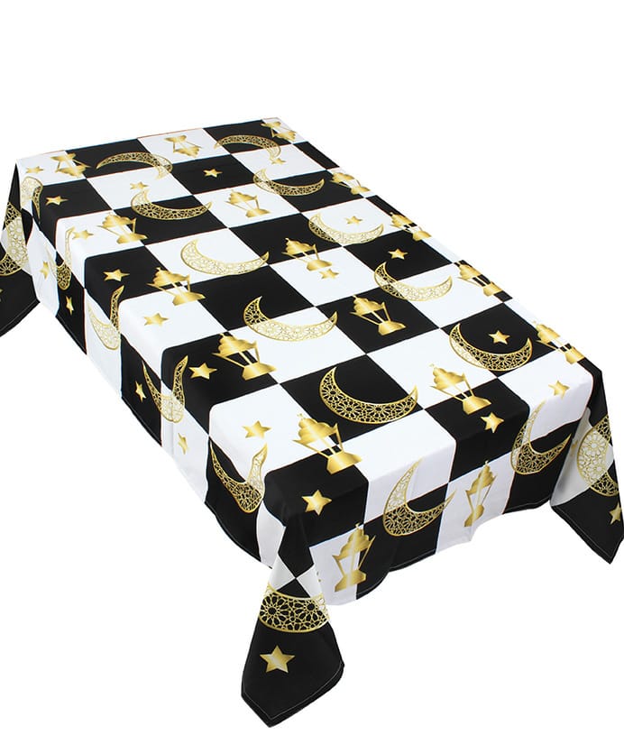 The checkered golden fawanis table cover