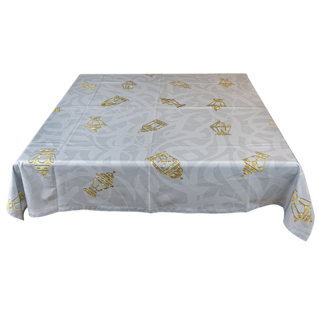 The printed dark grey mini shimmery fawanis table cover