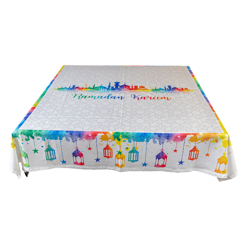 The Colourful watercolour lanterns table cover