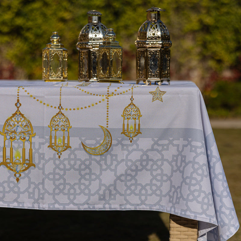 The decorated grey mosque table cover