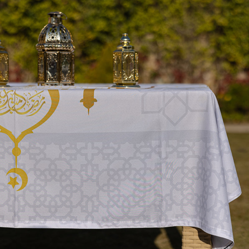 The decorated grey mosque table cover