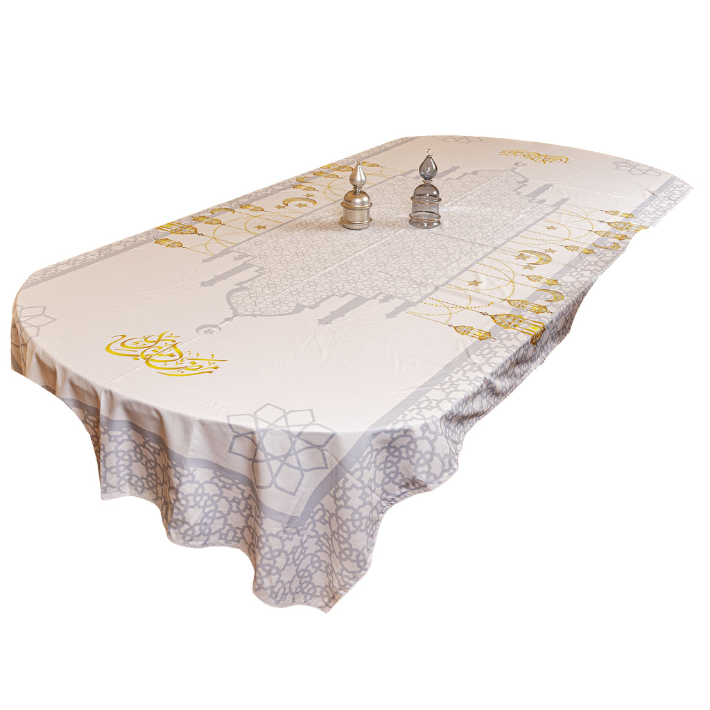 The decorated grey mosque table cover