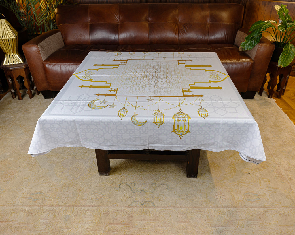 The decorated golden mosque table cover