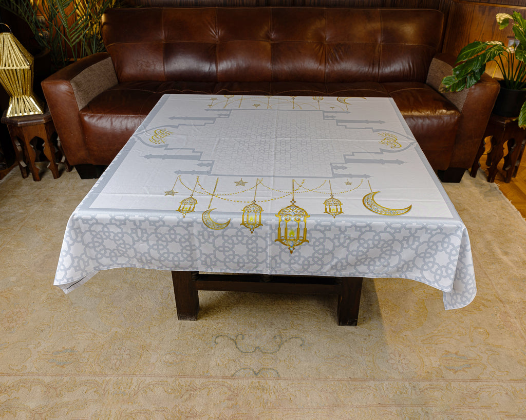 The decorated grey mosque table cover