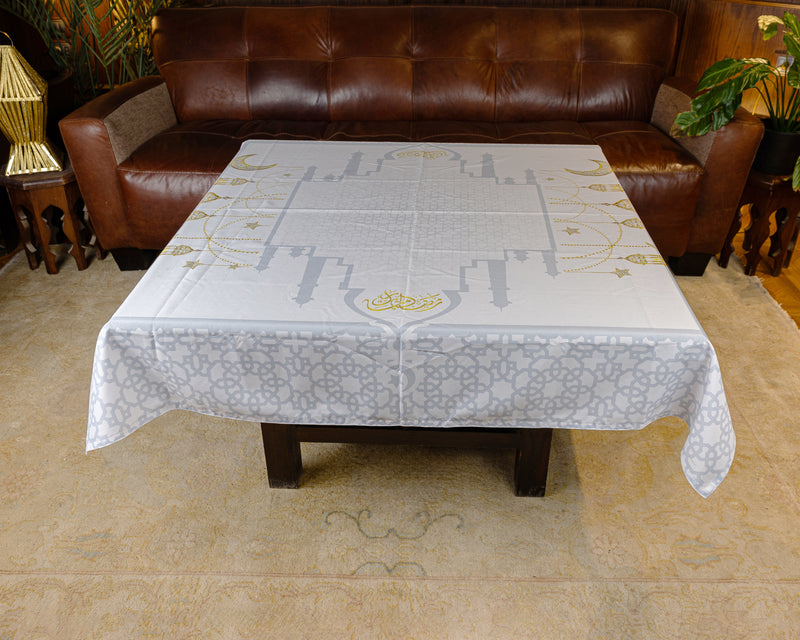 The decorated grey mosque table cover