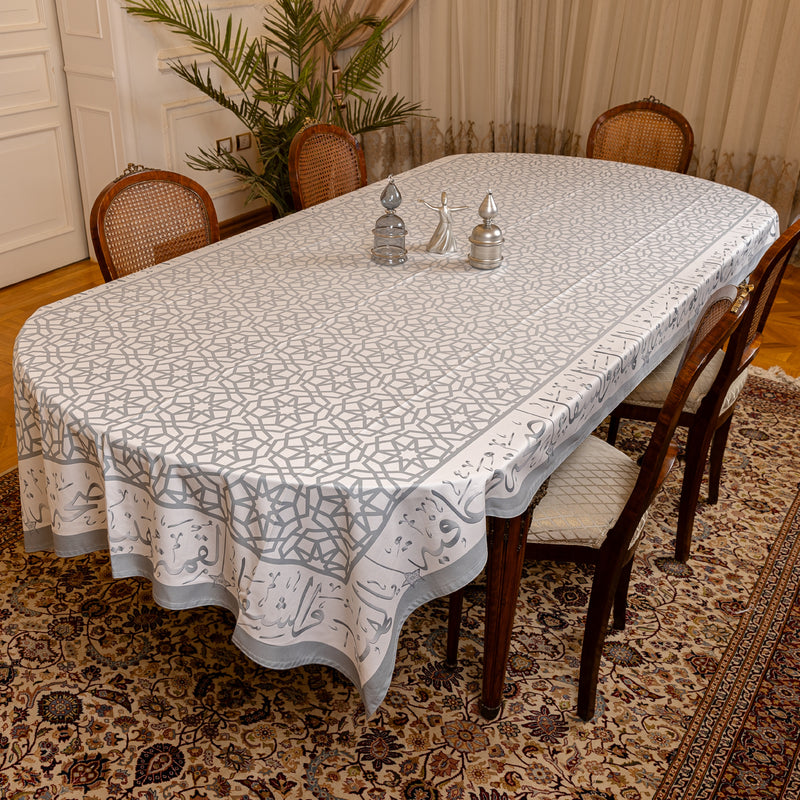 Bel Hana wel shefa grey calligraphy table cover