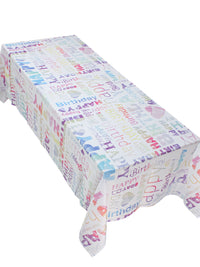 The colorful happy birthday table cover