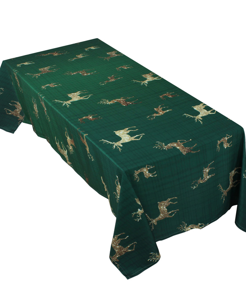 The Shimmery Reindeers on Green table cover