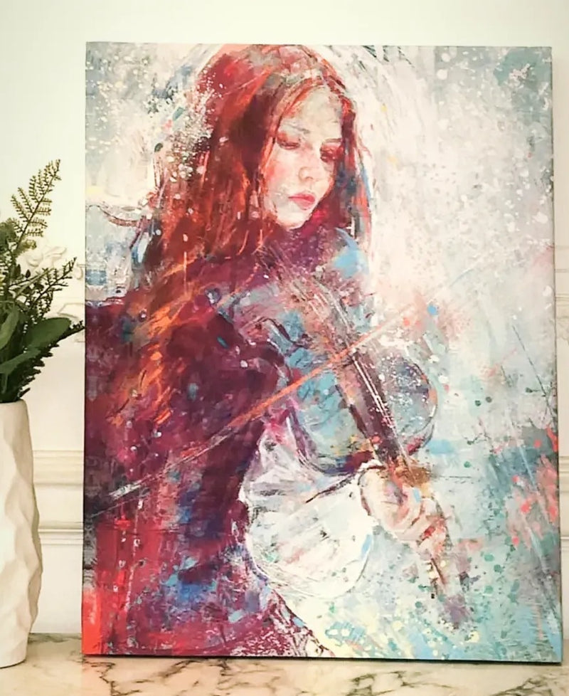 The lady and the guitar wall art