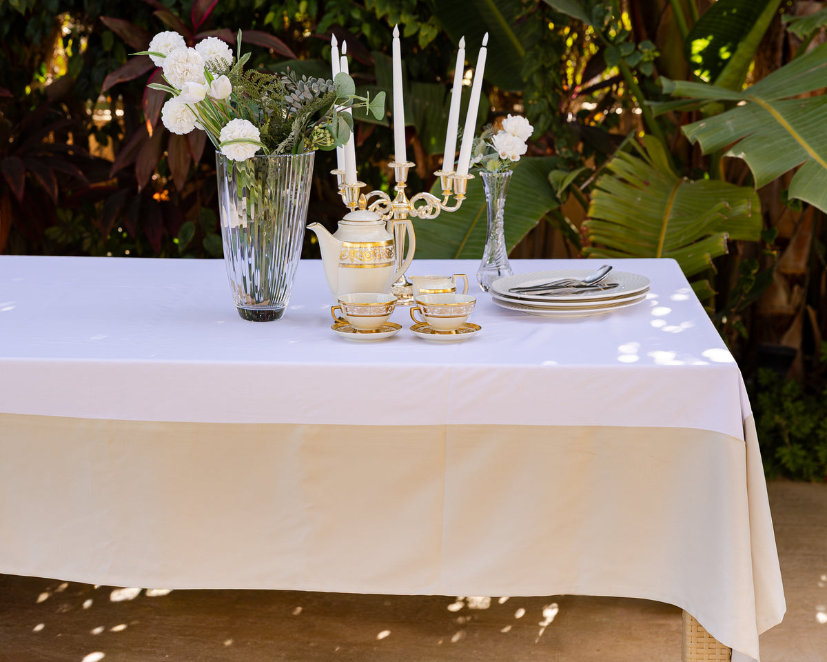 The Monochrome Elegance table cover (White and Beige) - table covers