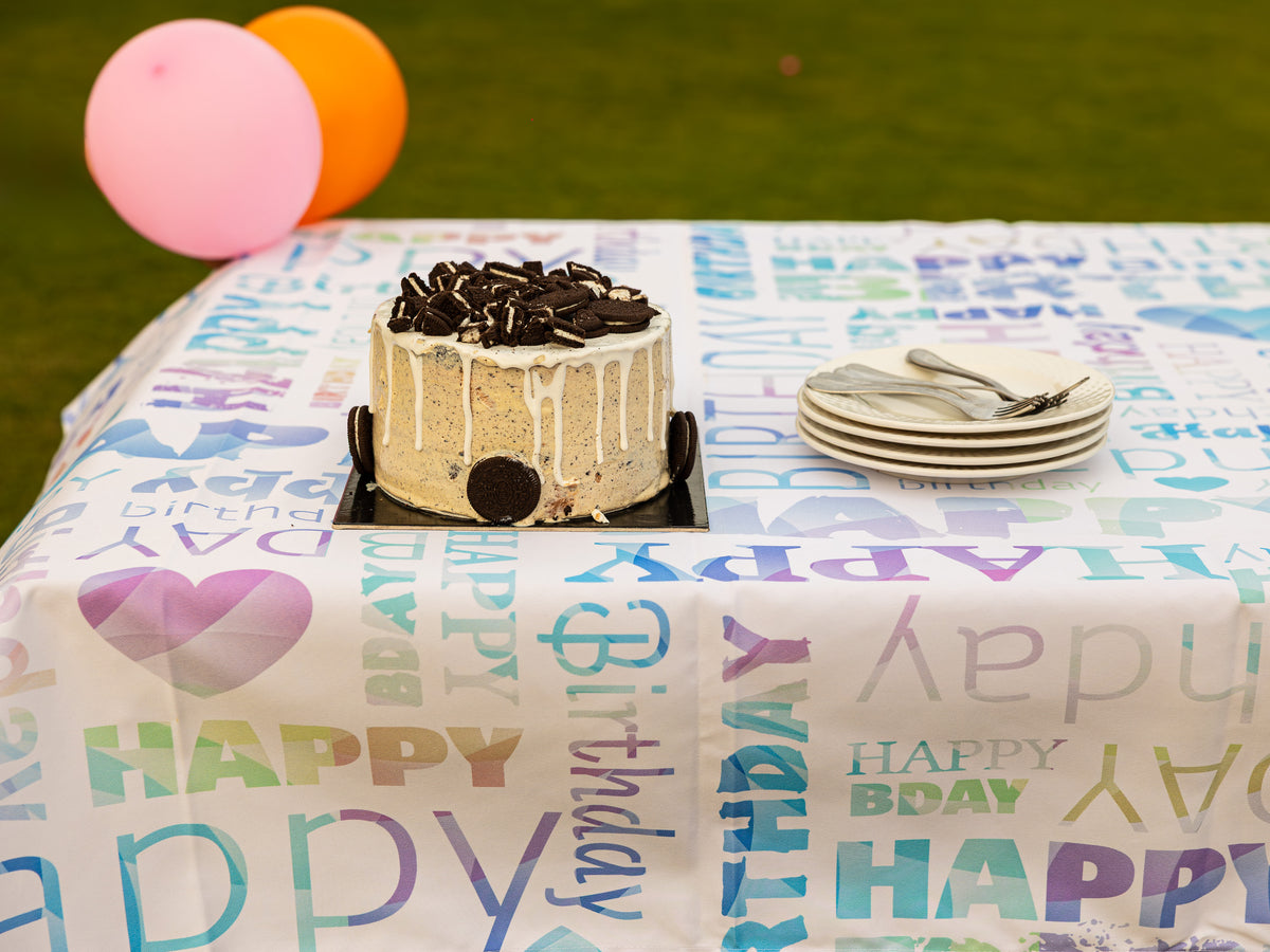 The Happy Birthday colorful table cover