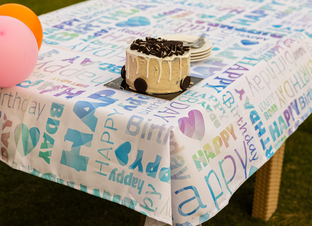 The Happy Birthday colorful table cover (Order takes 5 working days)