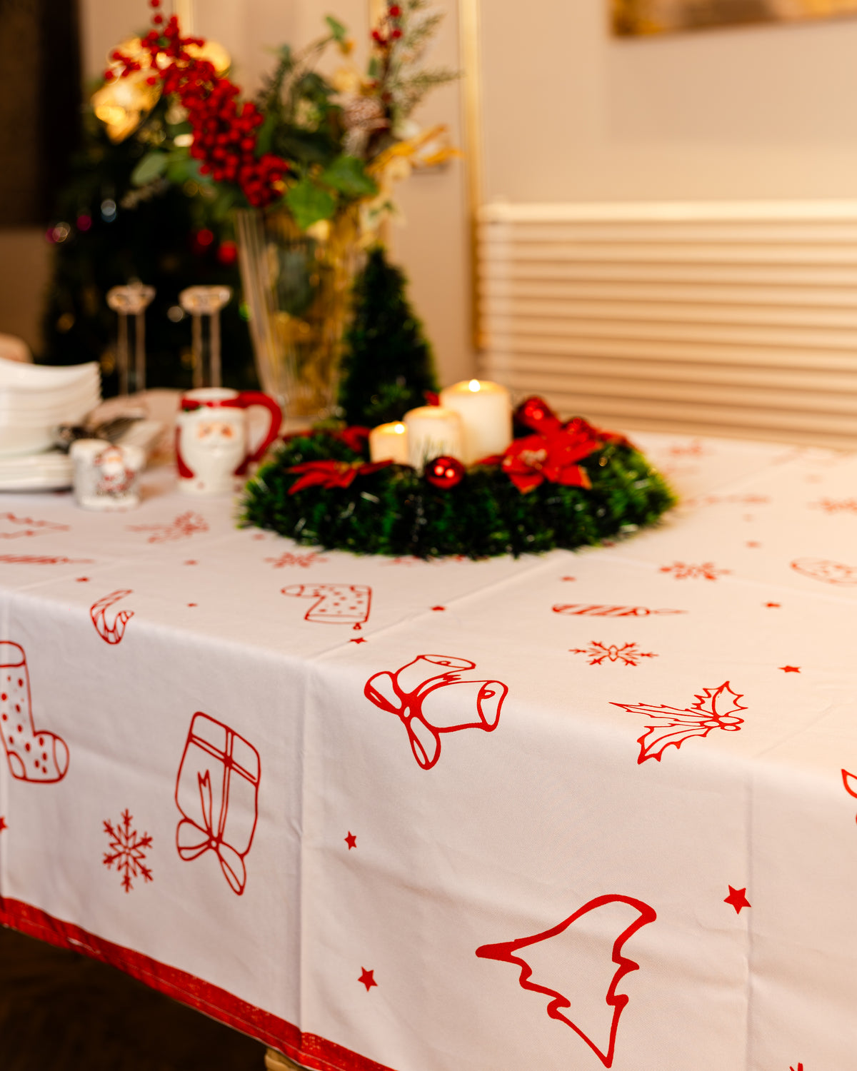 The red Jolly Jamboree table cover
