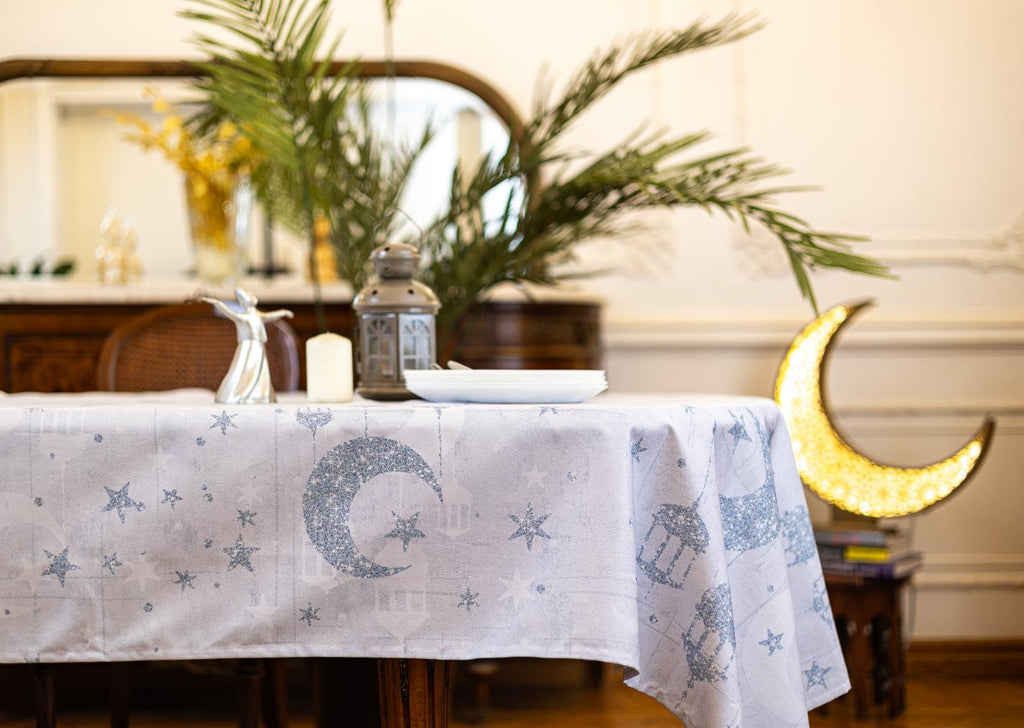 The Magical silver crescents table cover