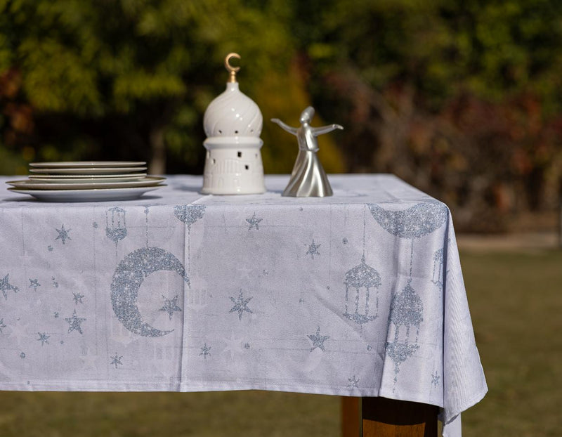 The Magical silver crescents table cover