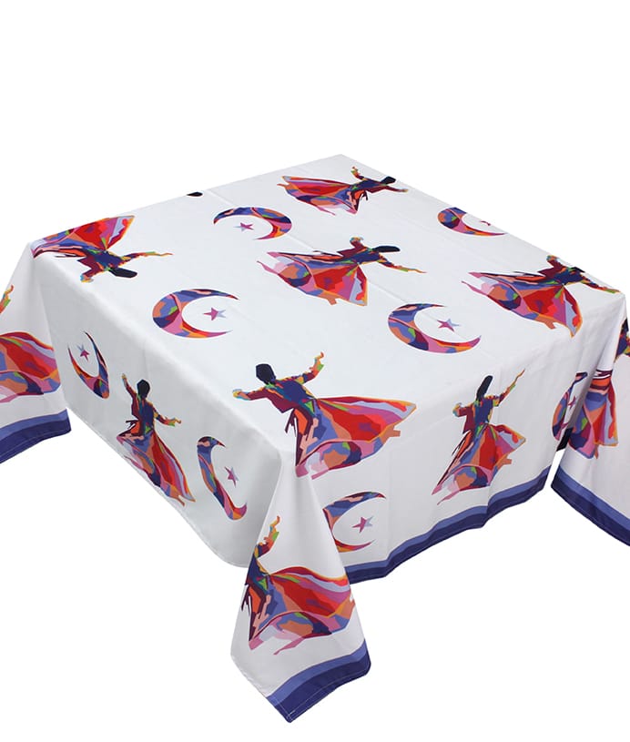 The Watercolour whirling dervish table cover