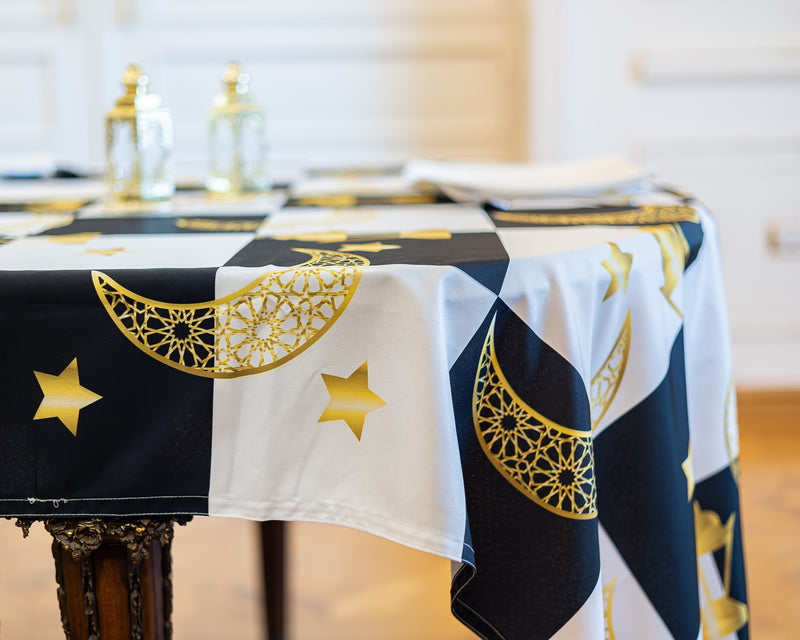 The checkered golden fawanis table cover