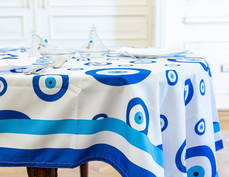 The Blue round Eyes table cover