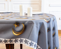 The 3D Grey and Golden Crescent Table Cover