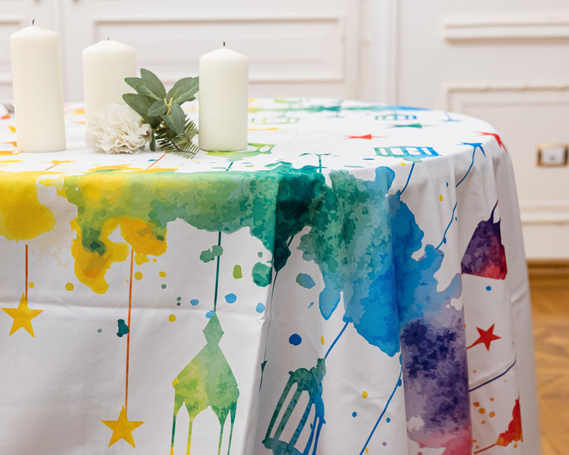 The water colour fawanis table cover