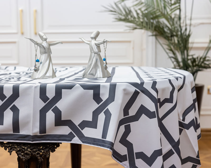 The grey gemetric table cover