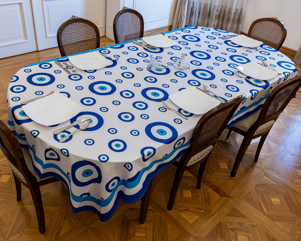 The Blue round Eyes table cover