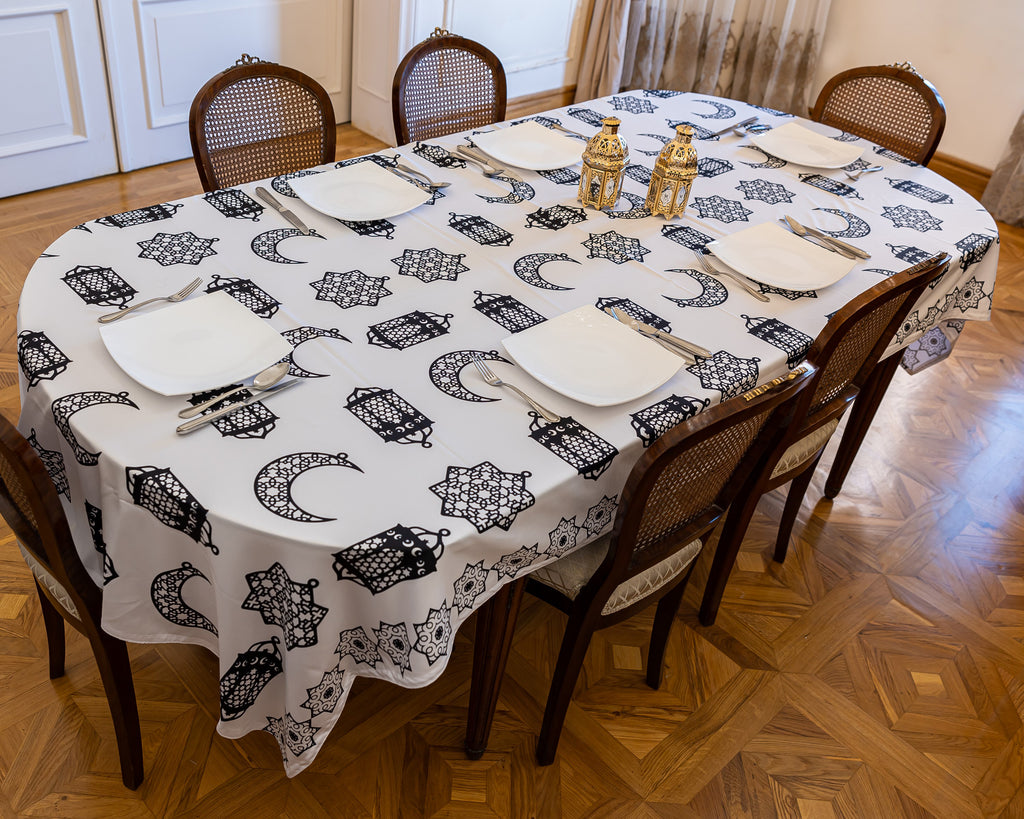 The Black Lantern and Crescent table cover