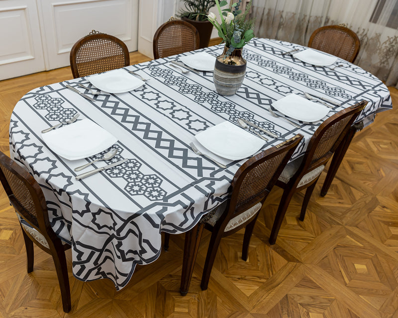 The grey geomteric table cover