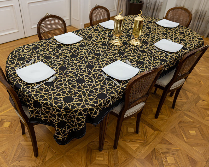 The golden black table cover
