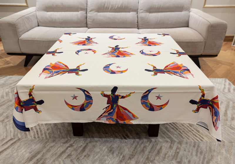 The Watercolour whirling dervish table cover