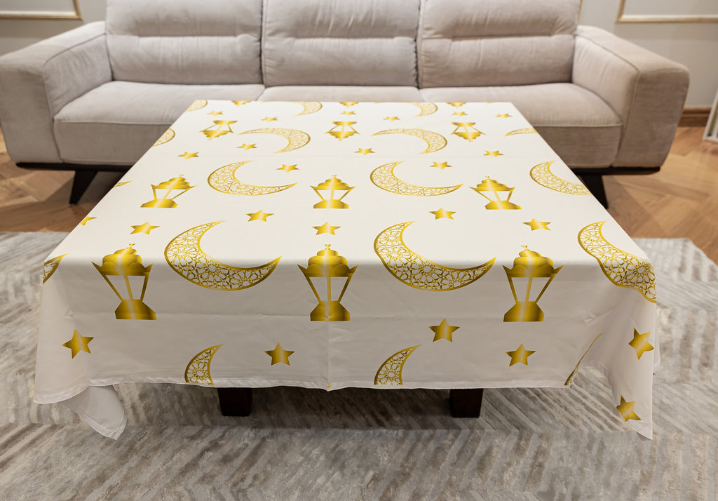 The golden lanterns and crescents table cover