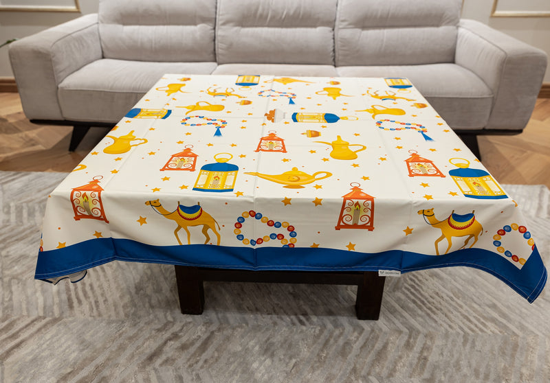 The blue Ramadan icons table cover