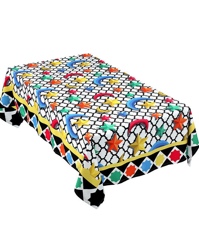 The mixed colored crescents and stars table cover