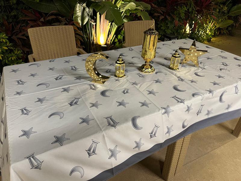 The silver stars and lanterns table cover